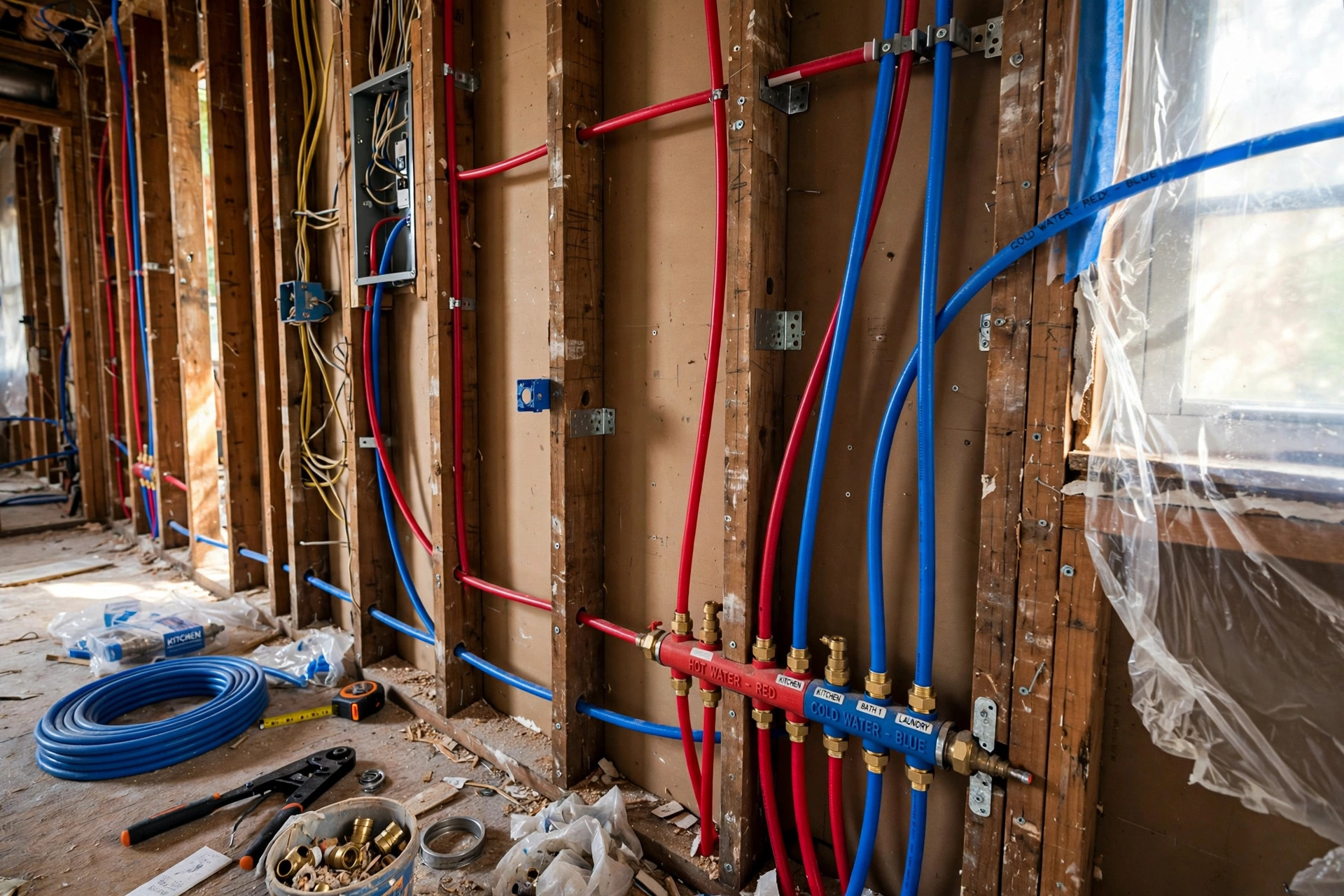 Whole house repiping with new PEX water lines in a Vero Beach FL home